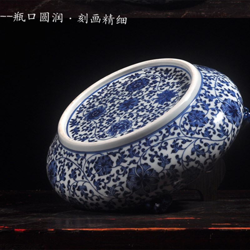 花瓶 仿古手绘青花瓷笔洗水洗茶洗 景德镇陶瓷器摆件客厅装饰礼品
