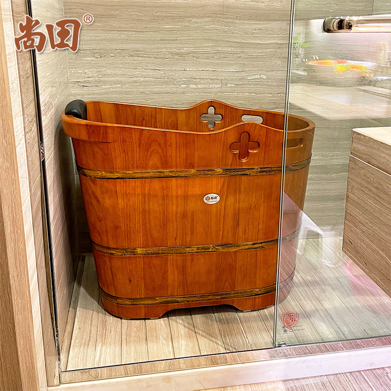 尚田家用泡澡桶木桶橡木洗澡桶实木浴缸成人全身沐浴盆木制沐浴桶