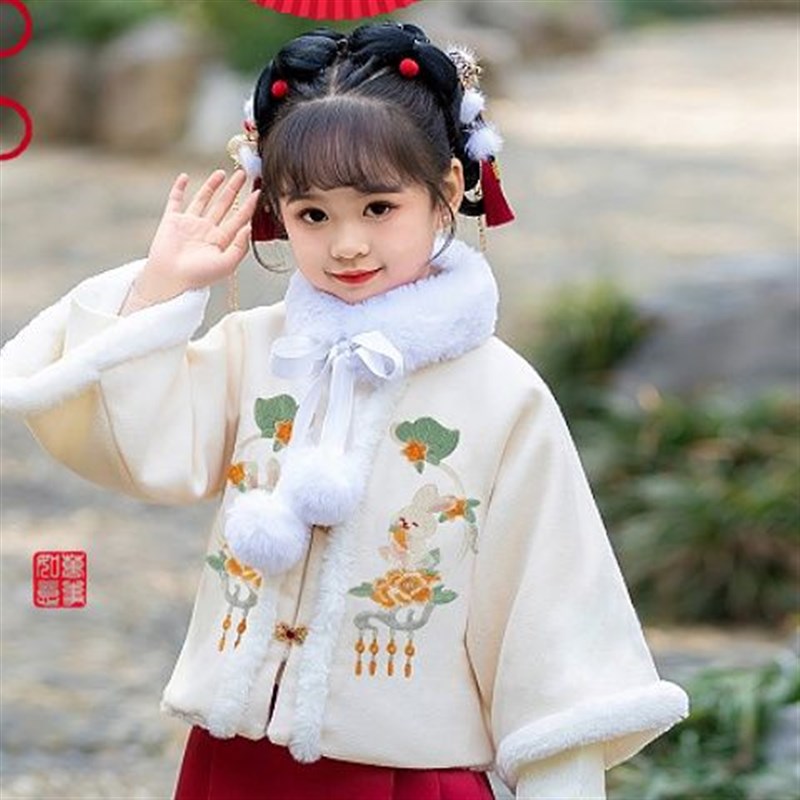 拜年服女童新中式冬装唐装棉服外套夹棉加厚国风宝宝儿童过年衣服
