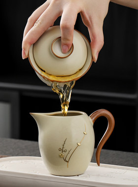 锔钉汝窑盖碗茶杯单个家用禅翼开片泡茶碗喝茶杯三才碗日式高档
