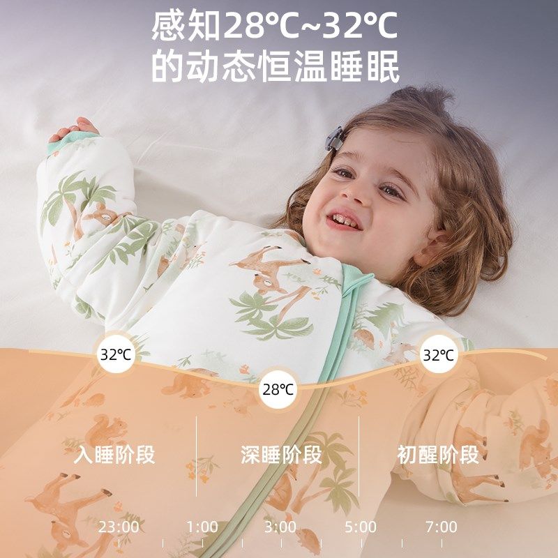 婴儿睡袋春秋冬款恒温宝宝分腿款儿童冬季加厚保暖防踢被四季通用