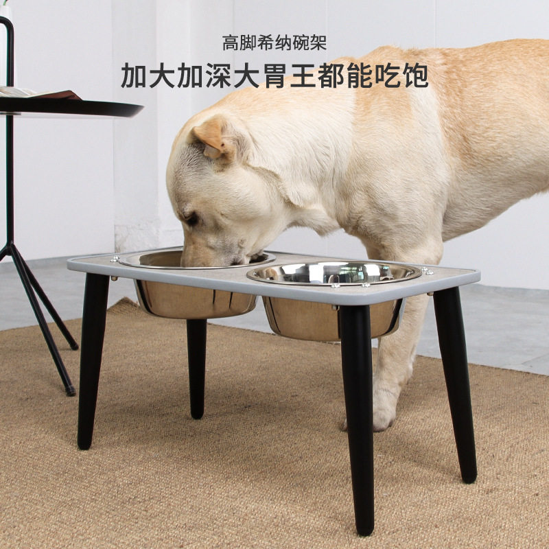 防打翻摺叠狗碗宠物支架碗猫碗架大狗金毛泰迪不锈钢铁架护颈饭碗
