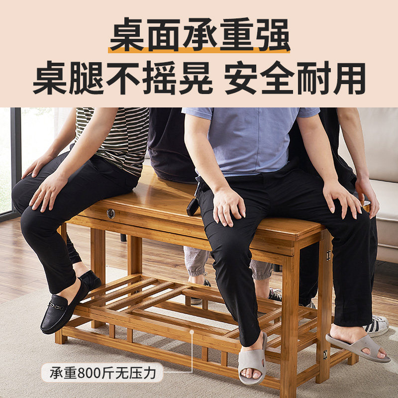 烤火桌子家用长方形新款客厅取暖桌楠竹简易可折叠实木烤火架餐桌