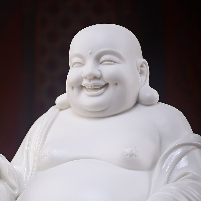 戴玉堂陶瓷弥勒佛像摆件弥勒菩萨像德化白瓷佛像供奉家用大肚笑佛