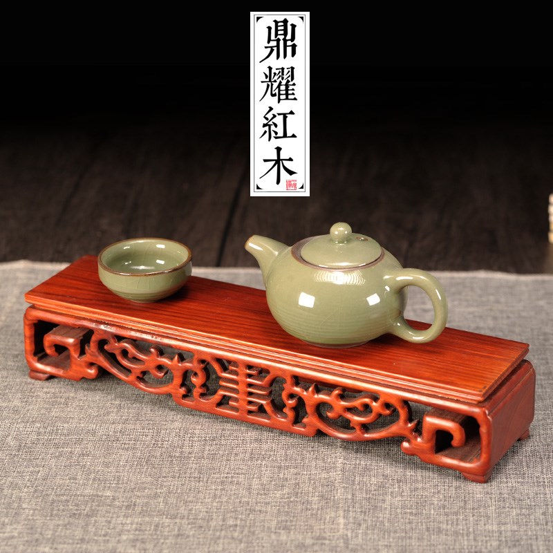 实木底座工艺品奇石盆景紫砂壶茶壶茶杯摆件长条形木质长方形底座