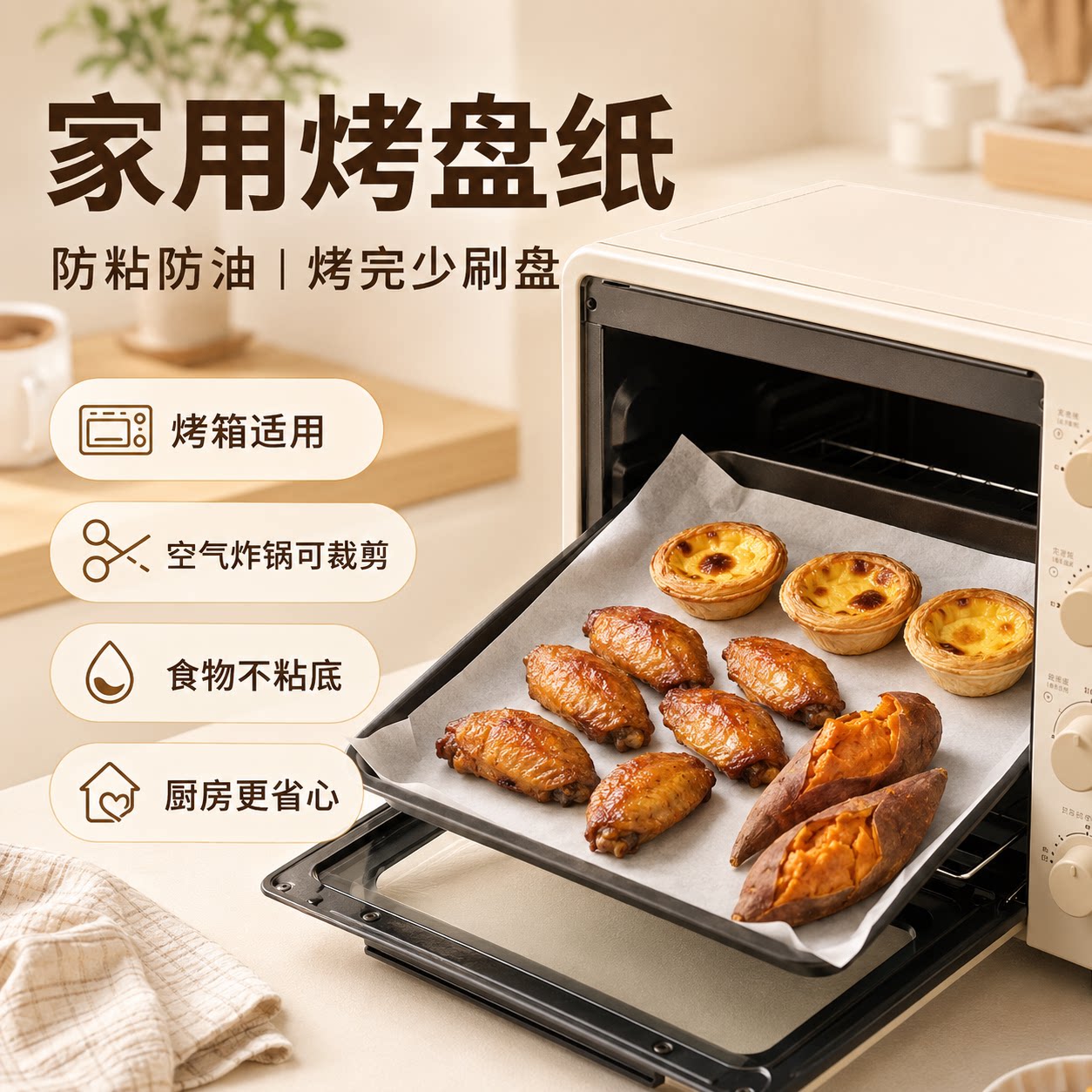 烤盘纸家用烤鱼纸防粘防油一次性烘焙用纸烤箱空气炸锅通用烤纸