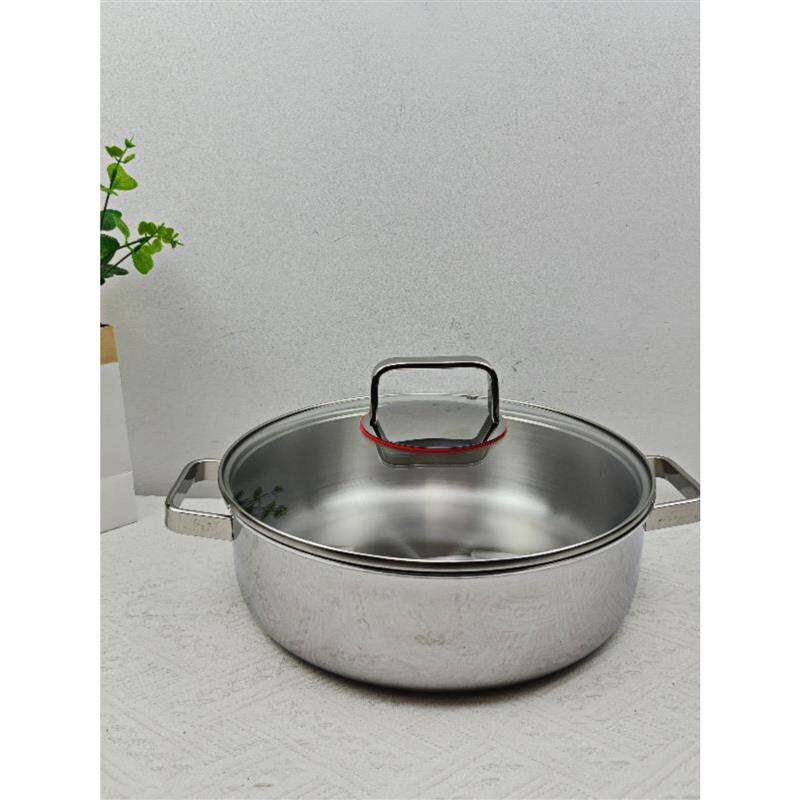 出口单18-10不锈钢加厚锅体火锅汤锅焖锅煎煮多用锅28CM