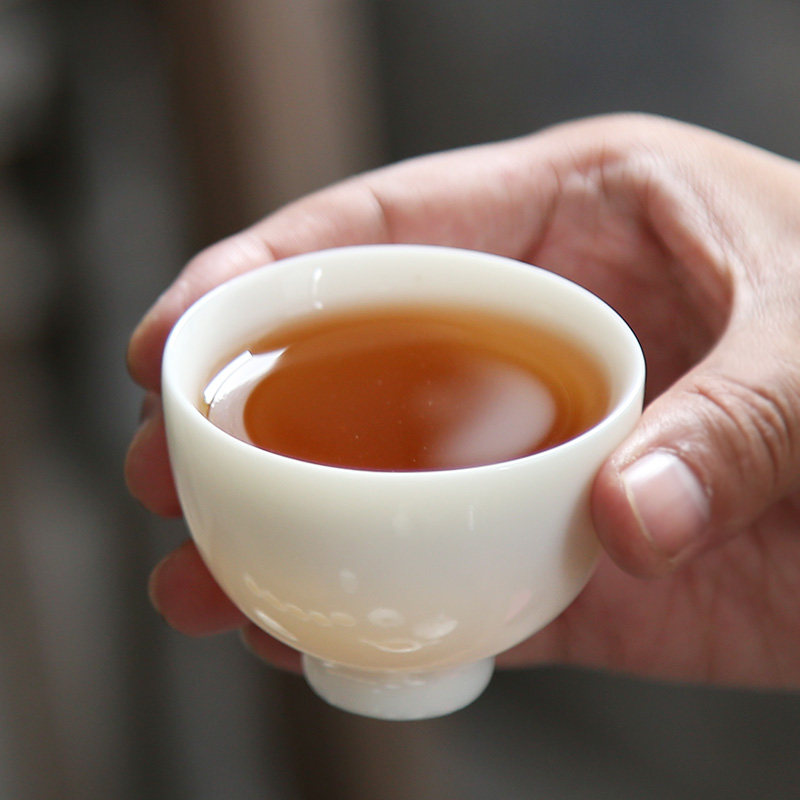 中国白瓷茶杯陶瓷玉瓷杯羊脂玉单杯个人品茗杯主人杯功夫茶具荼杯图片