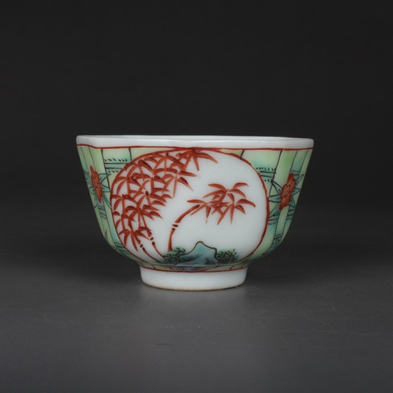 清同治手绘粉彩小茶杯单杯 古玩古董陶瓷器手工仿古老货收藏摆件
