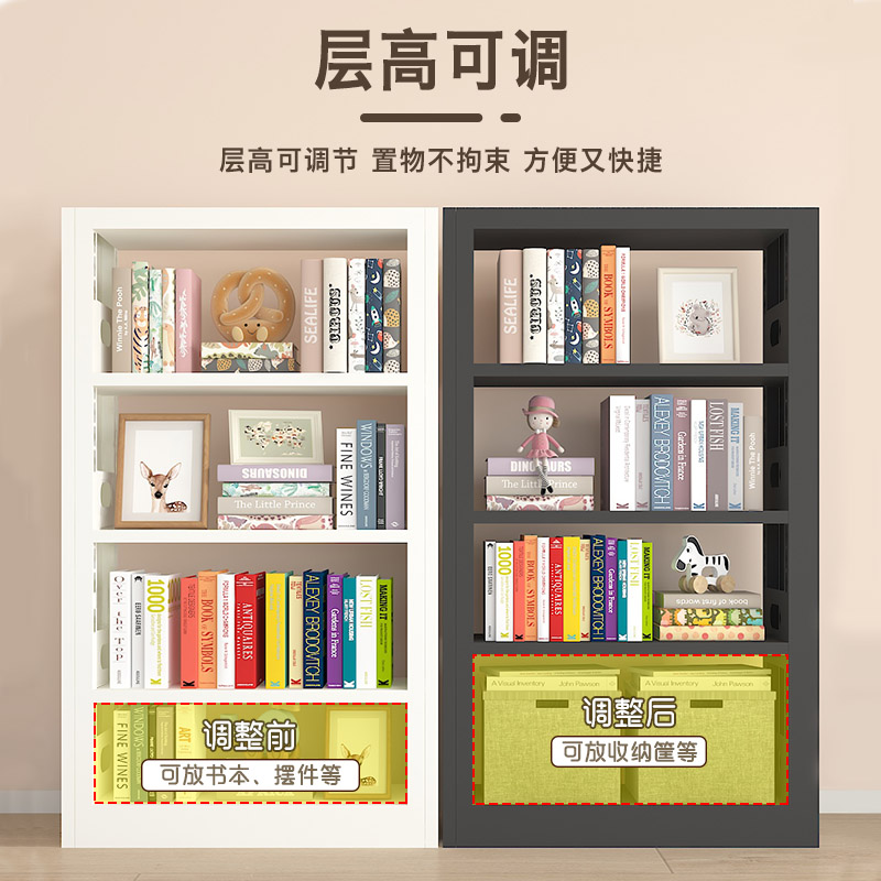 钢制书架图书馆家用儿童书柜绘本架落地客厅置物架简约铁艺储物架图片