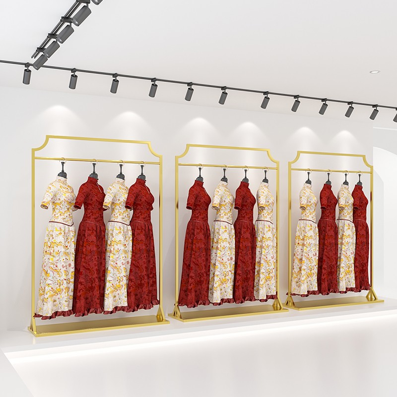 中式婚纱架子秀禾挂衣架影楼工作室落地式旗袍礼服展示架拖尾货架