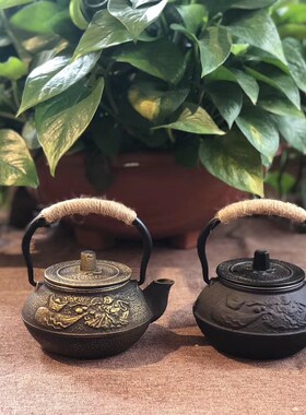 中式铸铁壶摆件酒店茶室软装仿古茶壶复古工艺品新中式风格摆设