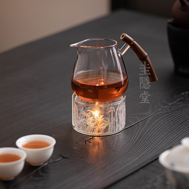 圭隐堂耐热玻璃公道杯复古竹把手公杯家用泡茶杯匀茶杯分茶器茶海