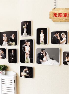 相框挂墙组合影楼婚纱照片墙九宫格相框简约创意照片做成相框定制