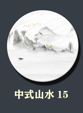 双面大理石人造石画定制做中式山水风景客厅玄关隔断屏风中间装饰