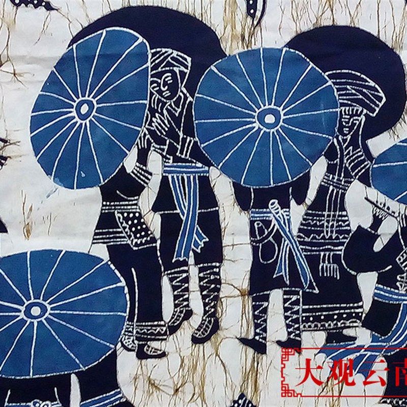 蜡染画春恋大号横幅棉布壁挂餐厅民宿装饰背景画云南民族手工布画