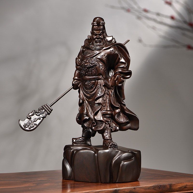 黑檀实木武财神关公像公司开业雕刻摆件大号家居客厅装饰工艺礼品