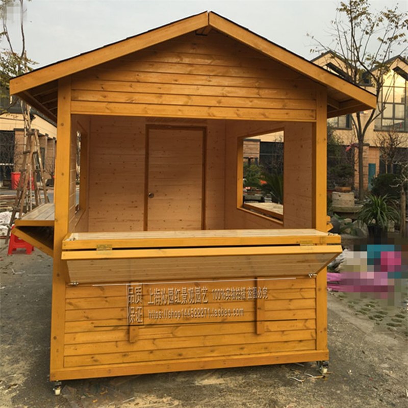 特惠景区售货亭广场售卖车防腐木移动小吃木屋户外奶茶屋庭院岗亭