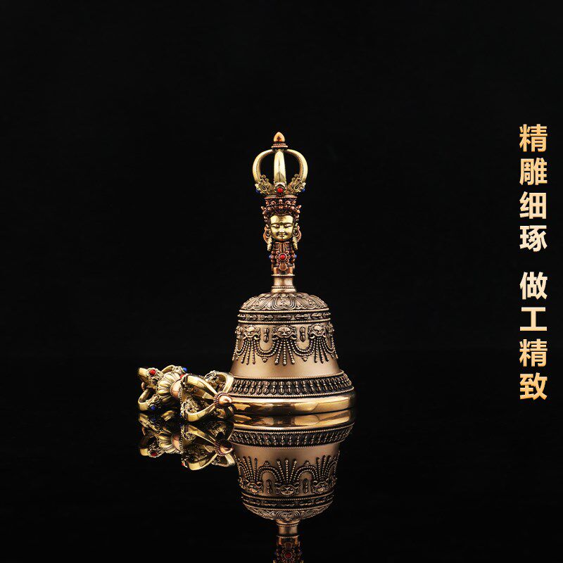 香光坊黄铜金刚铃杵摆件铃铛西藏式五股金刚杵密宗用品供修手摇铃