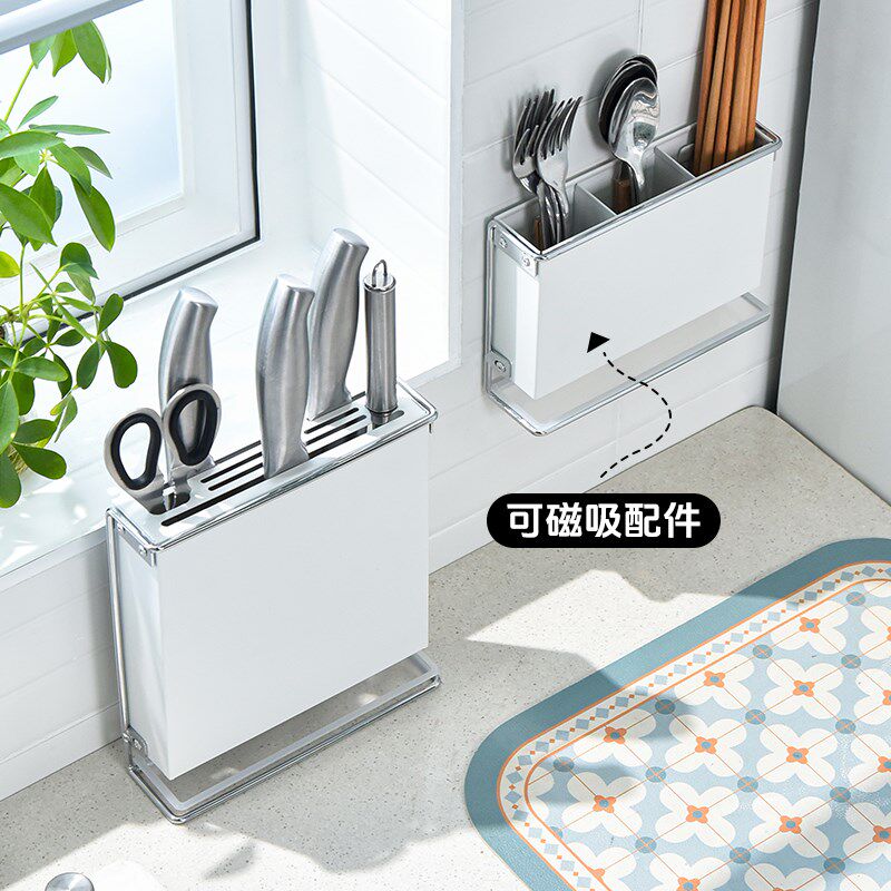 筷子收纳盒壁挂式家用厨房餐具勺子置物架台面分隔刀叉筷子沥水筒