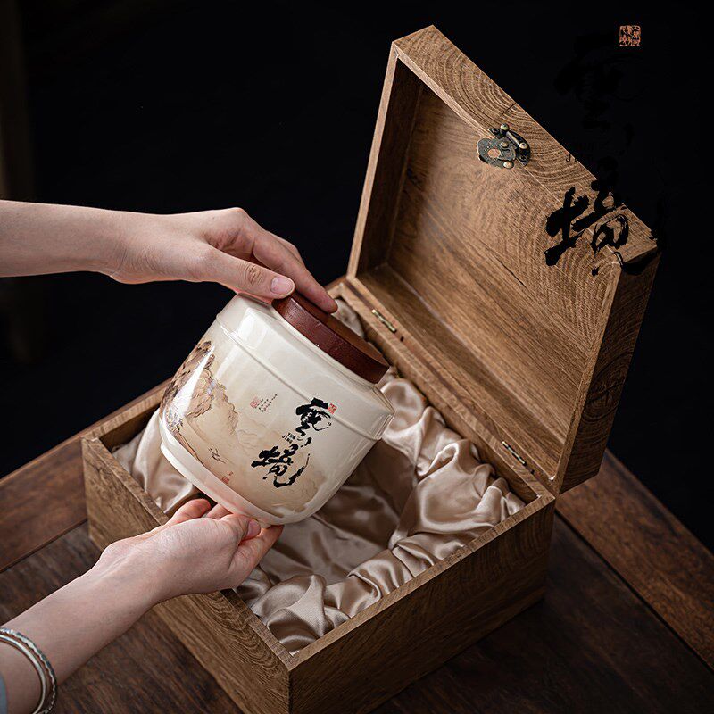 复古高档陶瓷罐礼盒空盒单罐半斤红茶普洱金骏眉绿茶叶包装盒定制