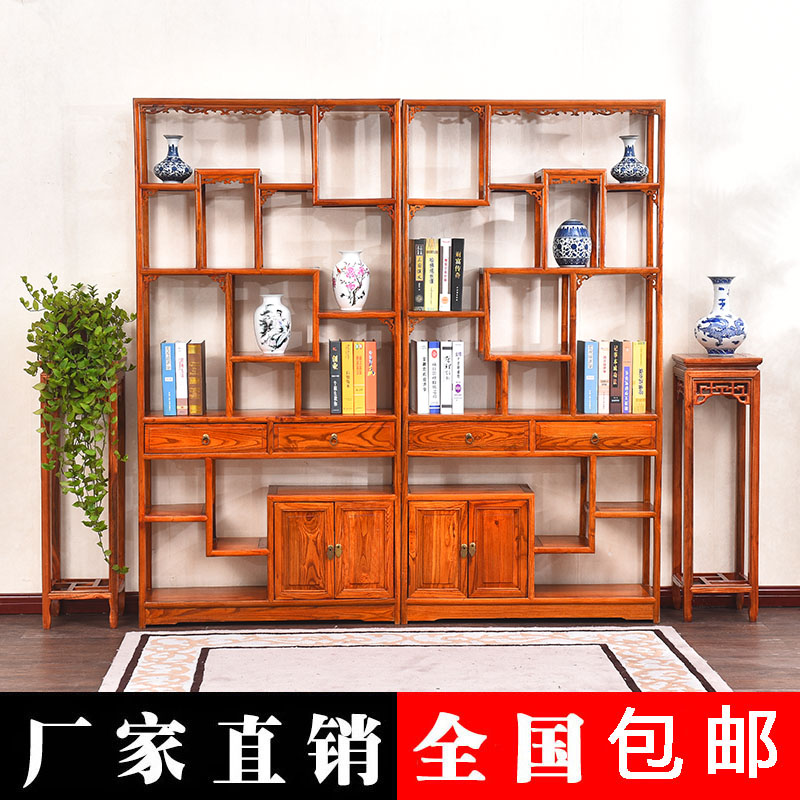 博古架实木中式多宝阁古董展示架仿古客厅茶叶架隔断柜卧室置物架