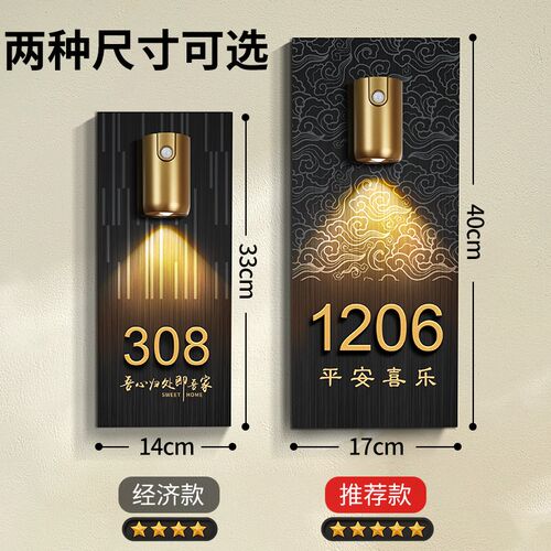 2026年新款不锈钢门牌号高级感轻奢创意定做民宿包厢房间免打孔标