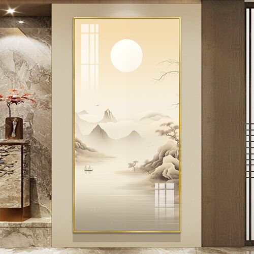轻奢奶油风装饰画玄关背景墙抽象风景挂画高档酒店楼梯间创意壁画