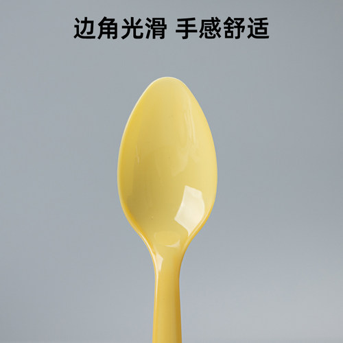 独立包装一次性勺子叉子黑色塑料外卖汤勺黄色加厚甜品勺1000支