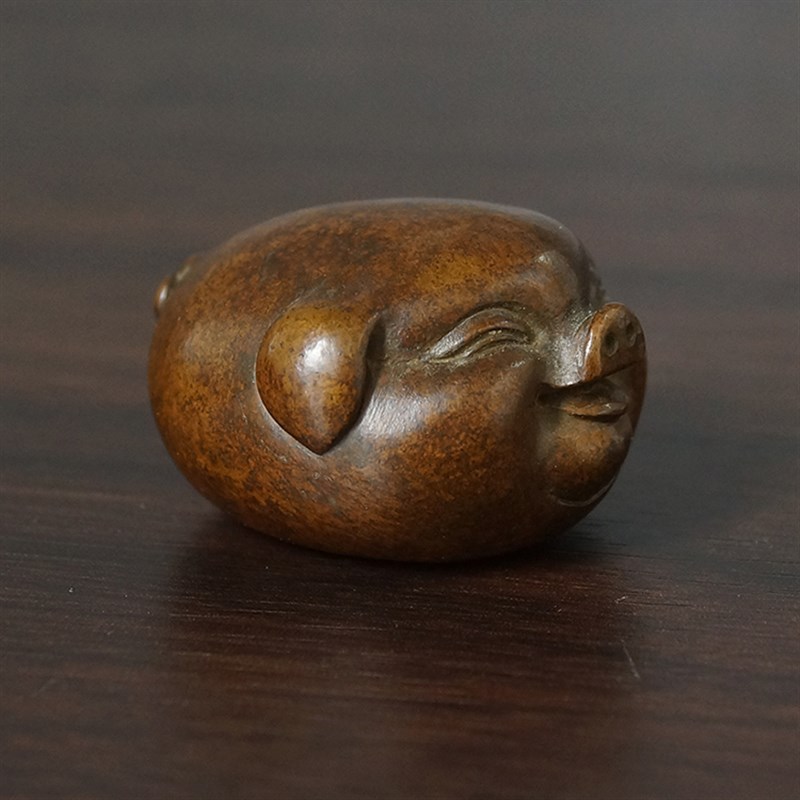 厂价苏工实心铜生肖猪桌面摆件卡通猪茶宠茶玩可养小铜猪镇纸文镇