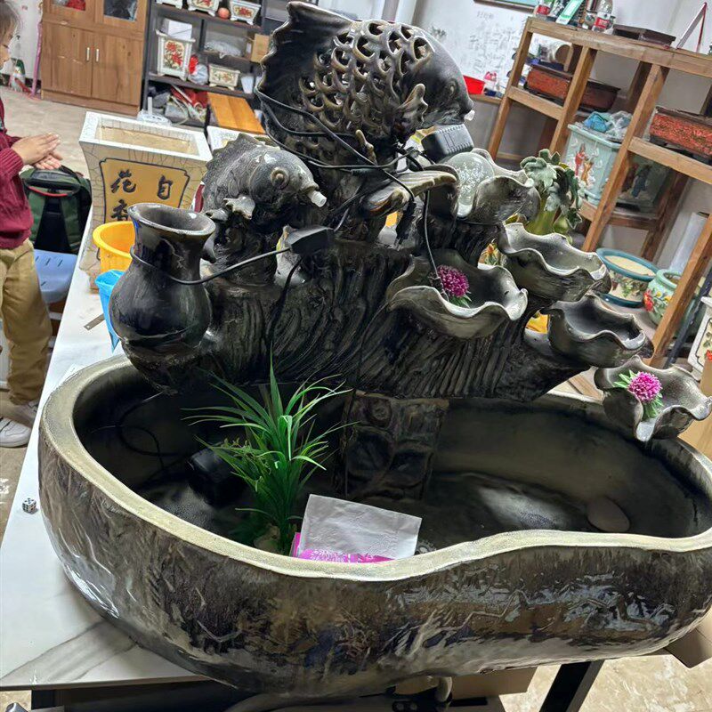 家饰摆件落地 招财象流水喷泉加湿器 客厅鱼缸 庭院长盆景中大型