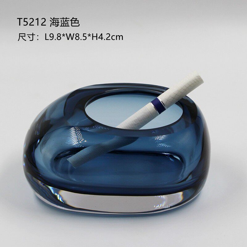 新款送礼长辈朋友彩色水晶玻璃创意琉璃时尚烟灰缸防飞灰礼品手工