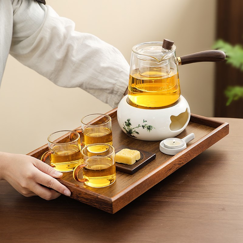玻璃茶壶套装蜡烛加热煮茶炉可明火耐高温花果茶壶年轻人茶杯茶具