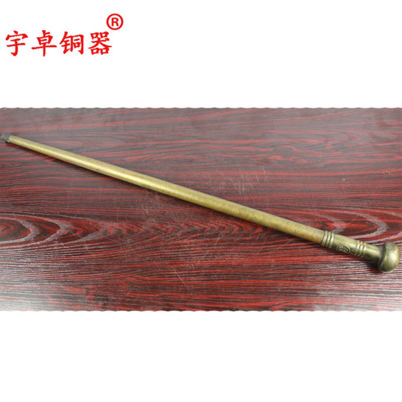 宇卓铜器 纯铜拐杖 黄铜福字圆头拐杖 加长款1米老人拐杖手杖