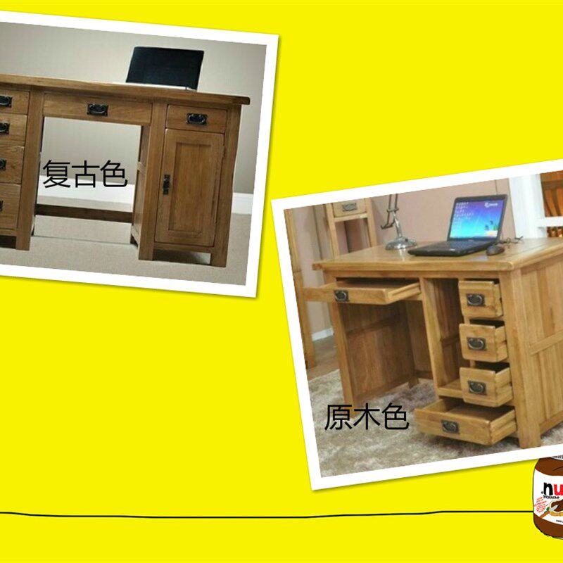 纯实木家具/电脑桌/实木家具白橡木/美式台式写字台书桌仿古田园