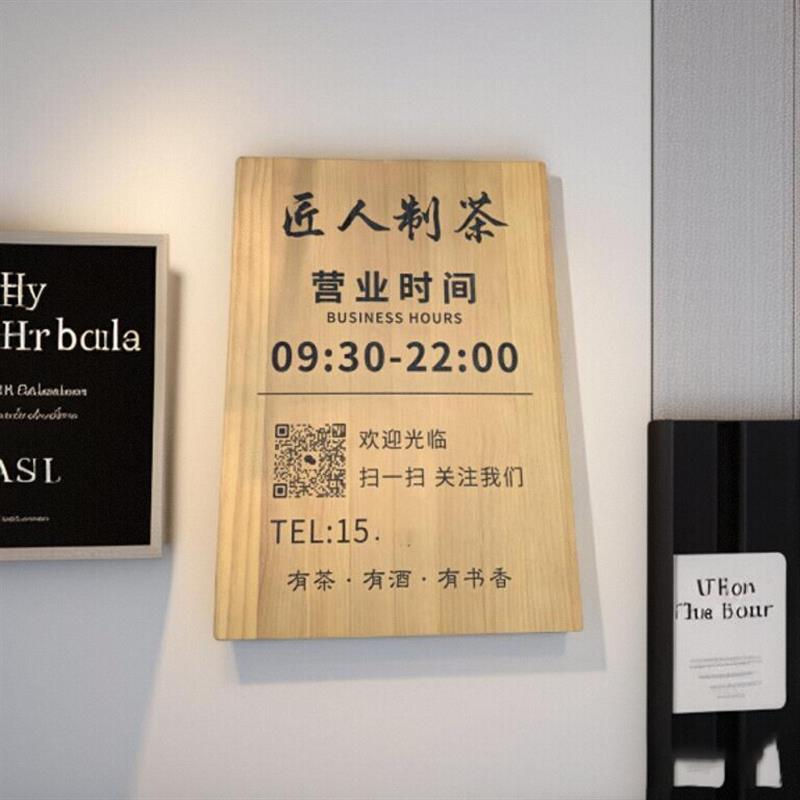 定制营业中挂牌双面实木创意店铺休息中有事外出时间电话提示门牌