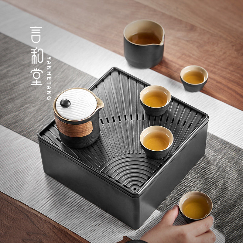 便携式旅行茶具陶瓷功夫茶壶户外泡茶快客杯收纳盒子车载茶具套装