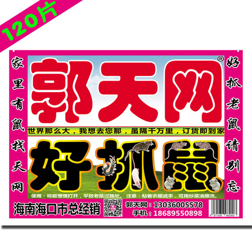 【郭天网】 好抓鼠 粘鼠胶 食物引诱 强粘力 120张