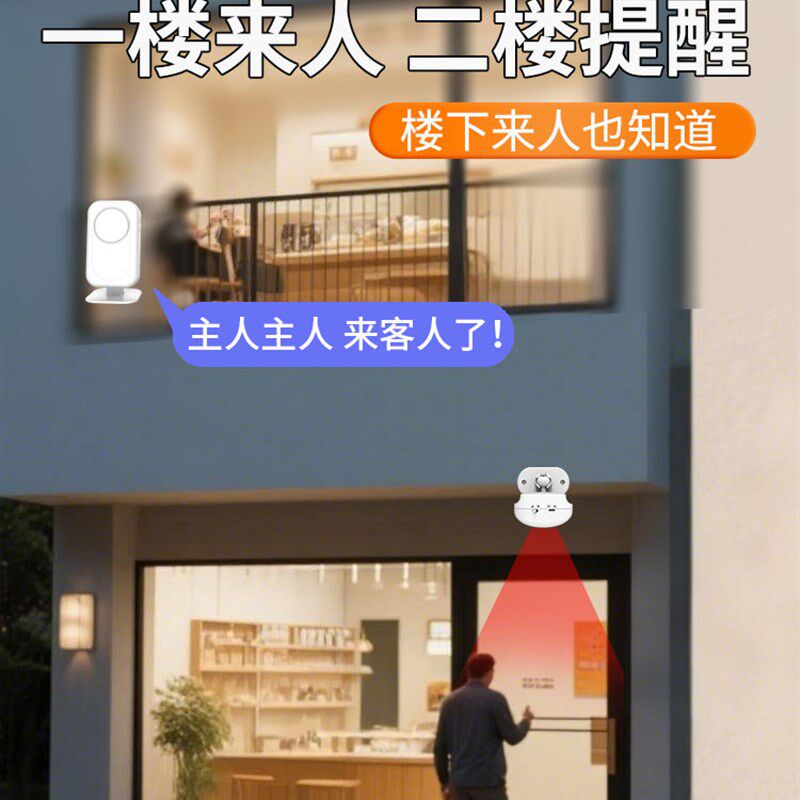 大洪定制语音欢迎光临感应器进门迎宾店铺语音提示器超市分体门铃