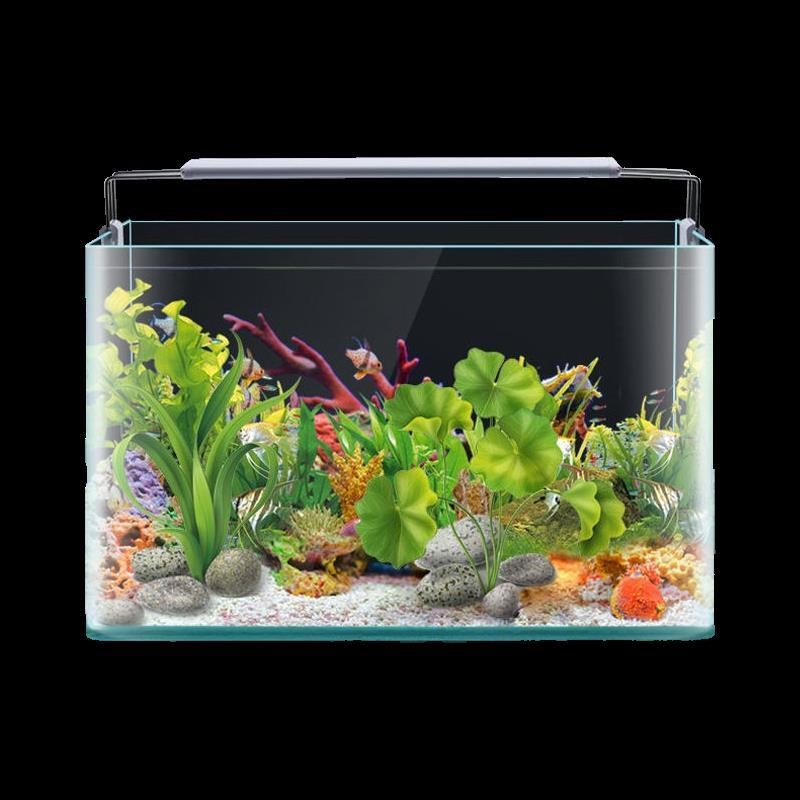 热弯玻璃鱼缸客厅小型水族箱桌面家用金鱼水草造景长方形生态裸缸