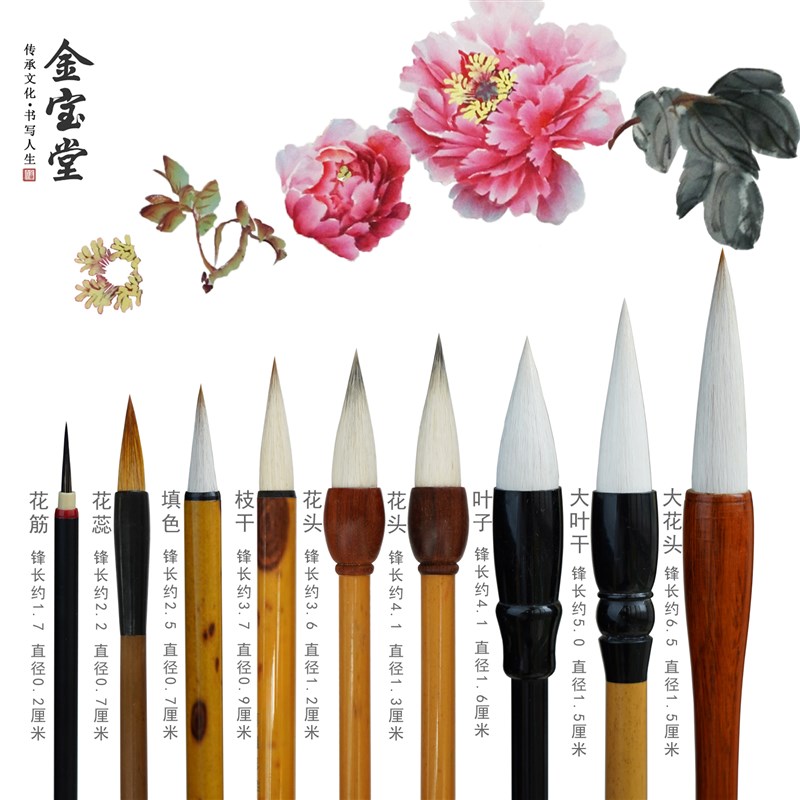 国画毛笔没骨画毛笔国画专用勾线笔国画专用毛笔白云大中小号套装