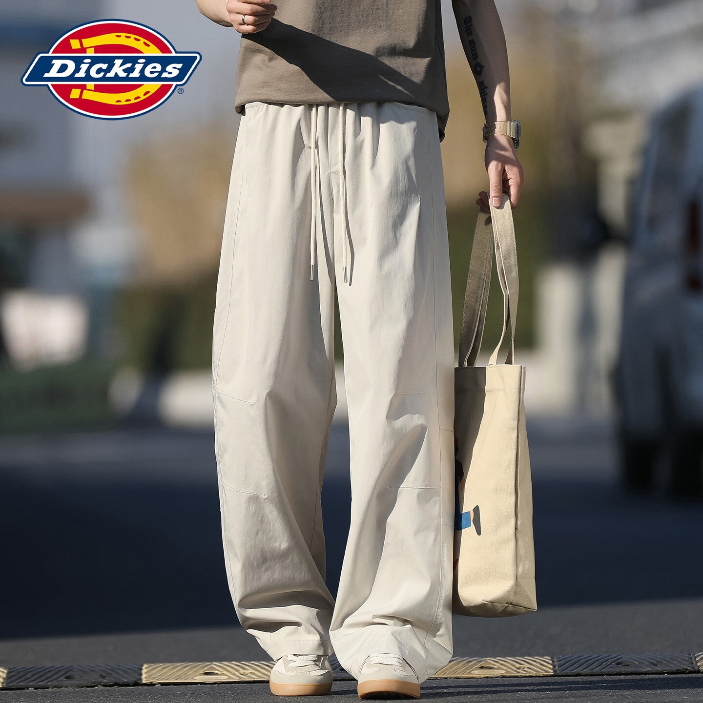 Dickies冰丝速干弯刀休闲裤男款夏季薄款宽松直筒阔腿运动男裤子