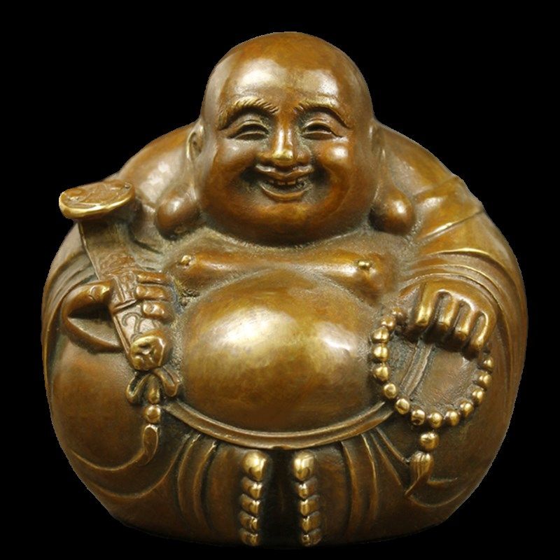 铜弥勒佛笑佛摆件中式家居仿古工艺装饰品客厅办公室车载饰品送礼