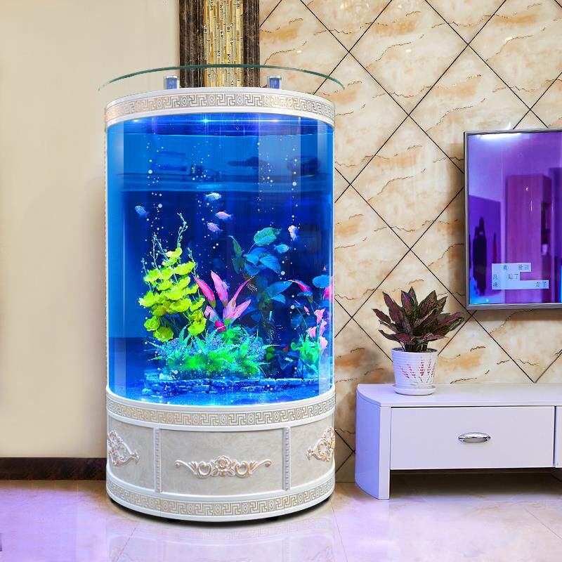 半圆简约欧式家用中大型水族箱客厅靠墙玻璃圆弧形免换水生态鱼缸
