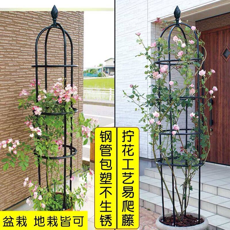 玫瑰花架爬藤架月季铁线莲花支架绿萝攀爬植物盆栽造型支撑架黑白