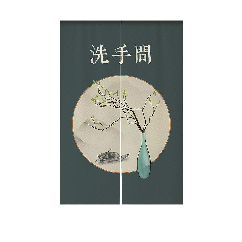 中式卫生间门帘隔断帘饭店洗手间专用遮挡帘家用厕所遮丑布艺半帘