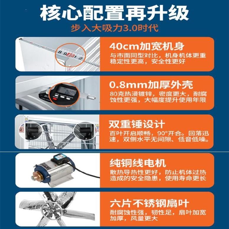 排气扇工业通风换气400x400窗户抽风机厨房商用500x500低噪音大型