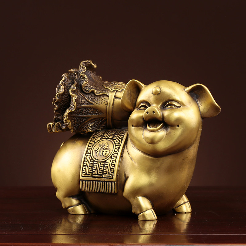 铜猪摆件纯铜金猪金猪生肖猪家居装饰品办公室大小装饰摆件礼品