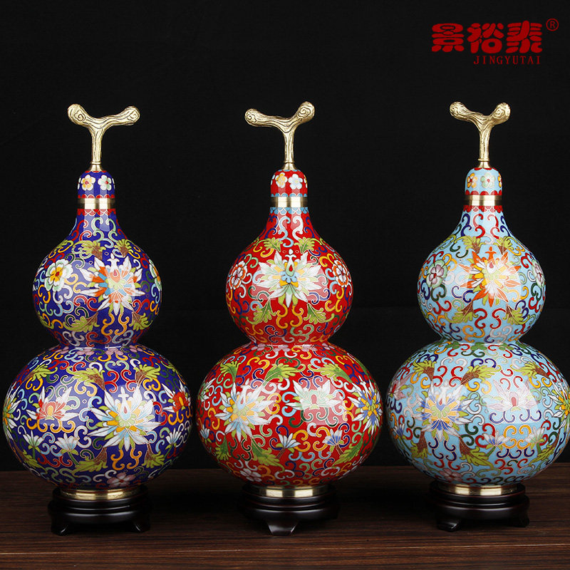10寸景泰蓝葫芦花瓶玄关客厅中式家居装饰品摆件乔迁礼品送长辈