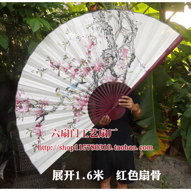 超大壁挂扇工艺大折扇子墙面中国风装饰画扇客厅大挂扇春天桃花扇